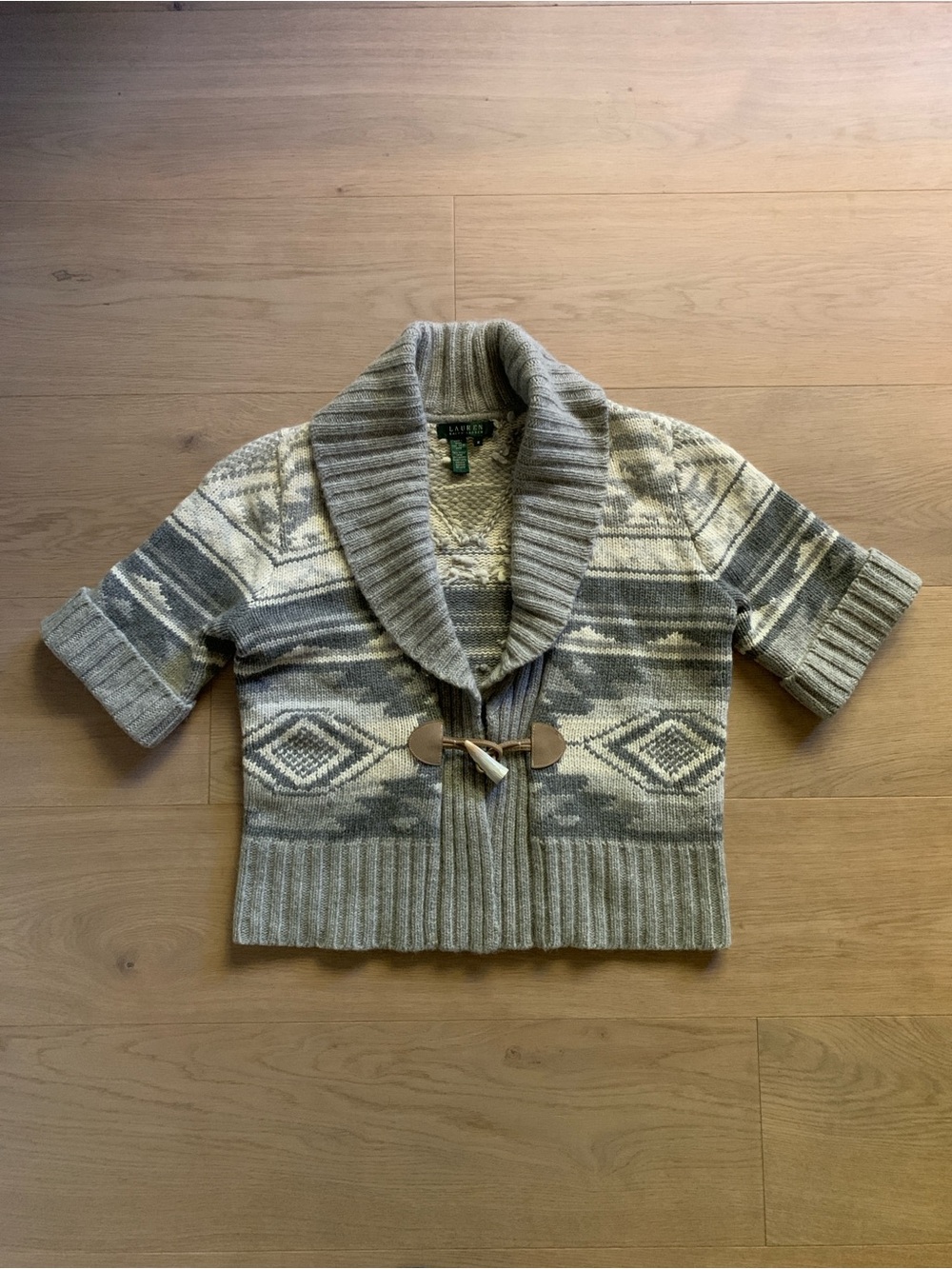 Lauren Ralph Lauren Wool Angora Southwestern Cardigan Women M Fair Isle Sweater